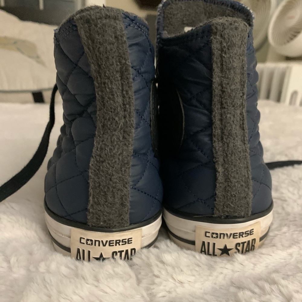 Converse quilted navy high tops fall winter puffer lace up casual street wear - Picture 6 of 7